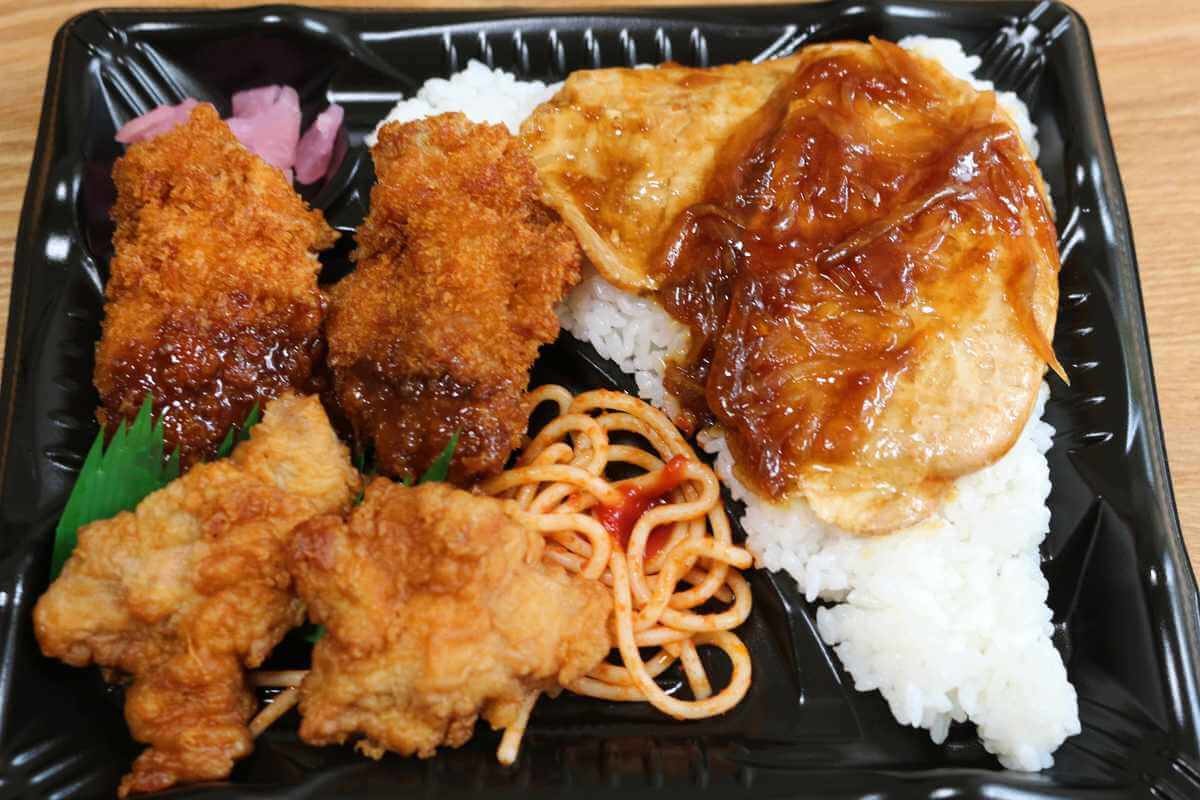 肉々盛！唐揚げ＆豚生姜焼＆鶏かつ弁当