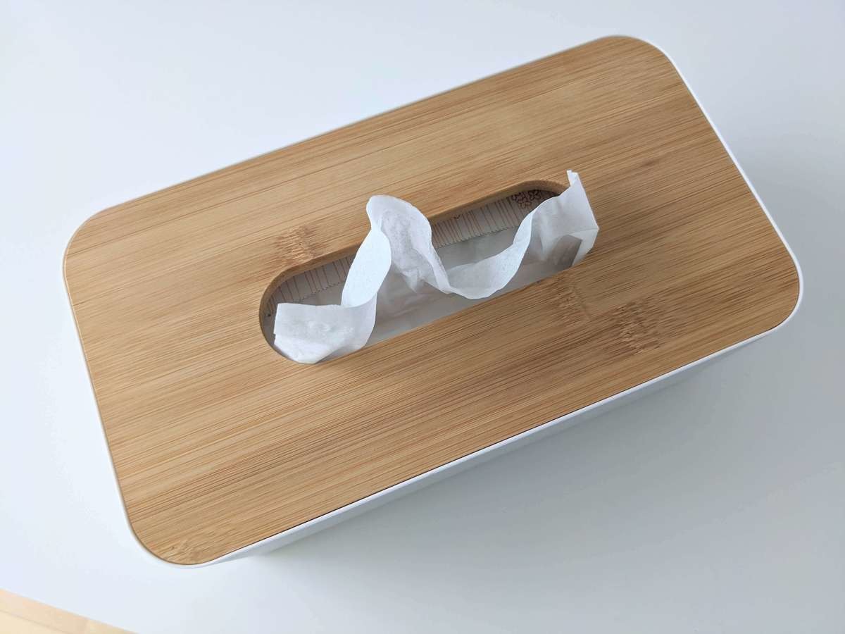 スリーコインズバンブー ティッシュボックス リモコンスタンド フタ付きゴミ箱 即完売に決まってる！3COINS「バンブーティッシュボックス」スゴい