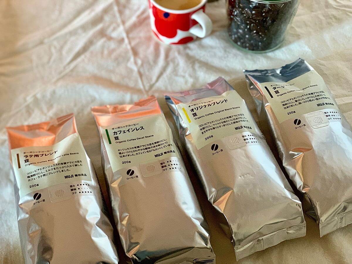 18袋】無印良品 MUJI オーガニックコーヒー カフェインレス豆 200g