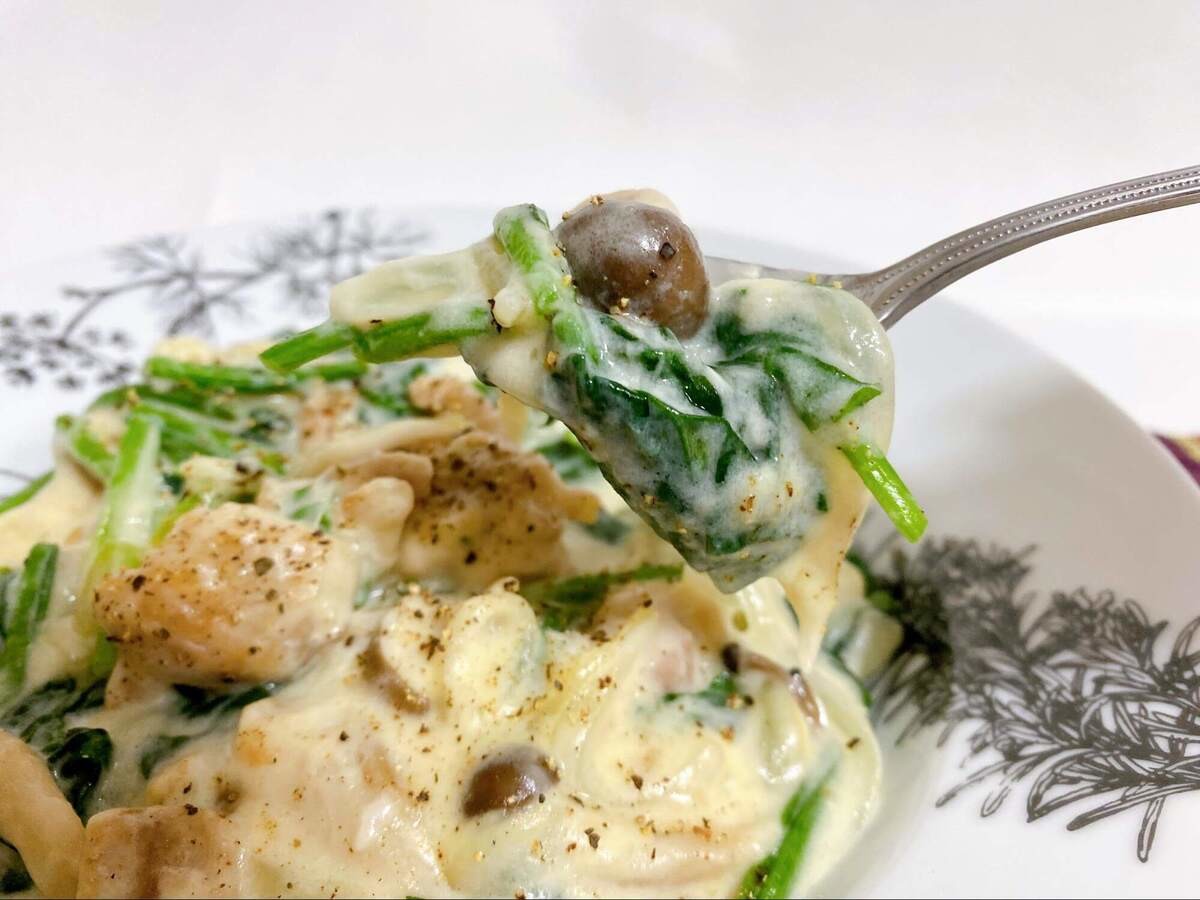 ミツカン公式「ほうれん草と鶏肉のクリーム煮」