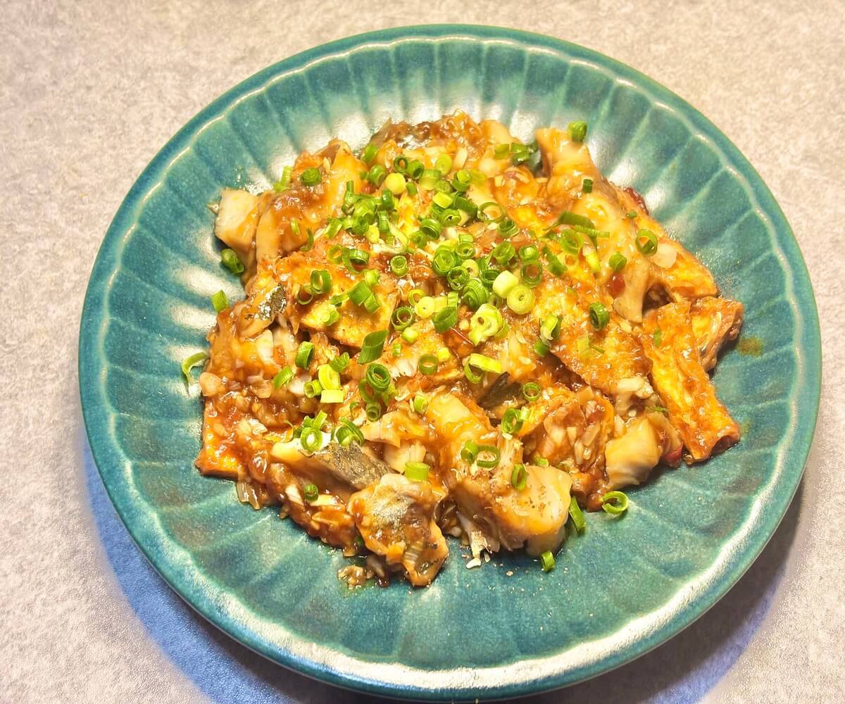 アジと油揚げの香味蒸し