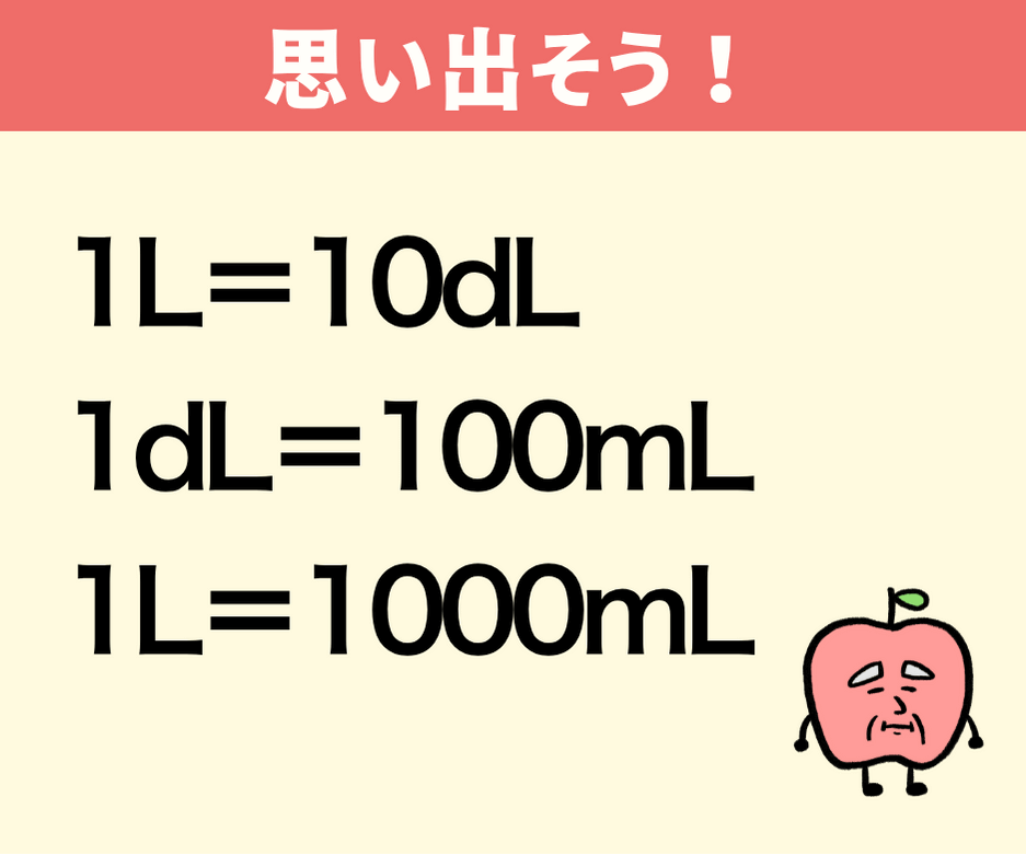 「L」「mL」「dL」の単位変換
