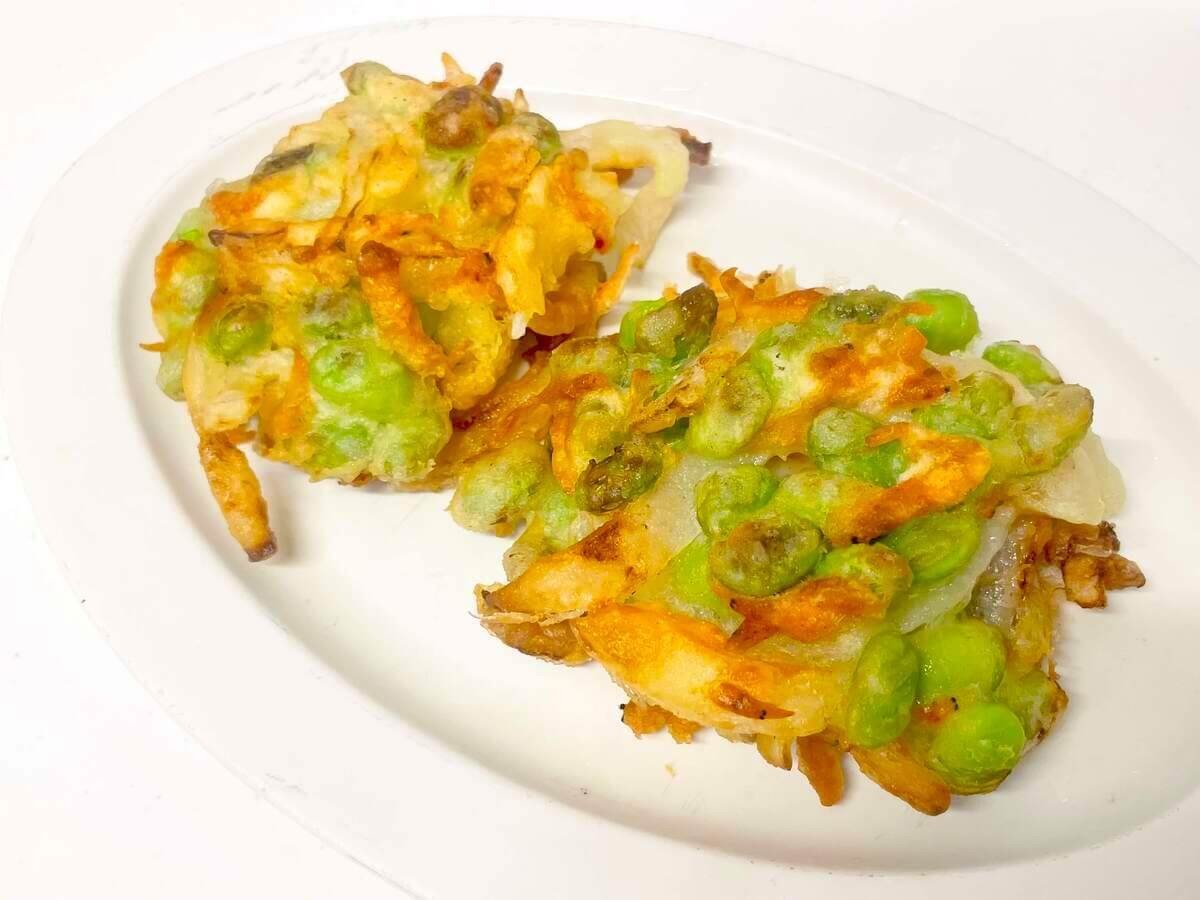 栗原はるみさん「枝豆とたまねぎのかき揚げ」