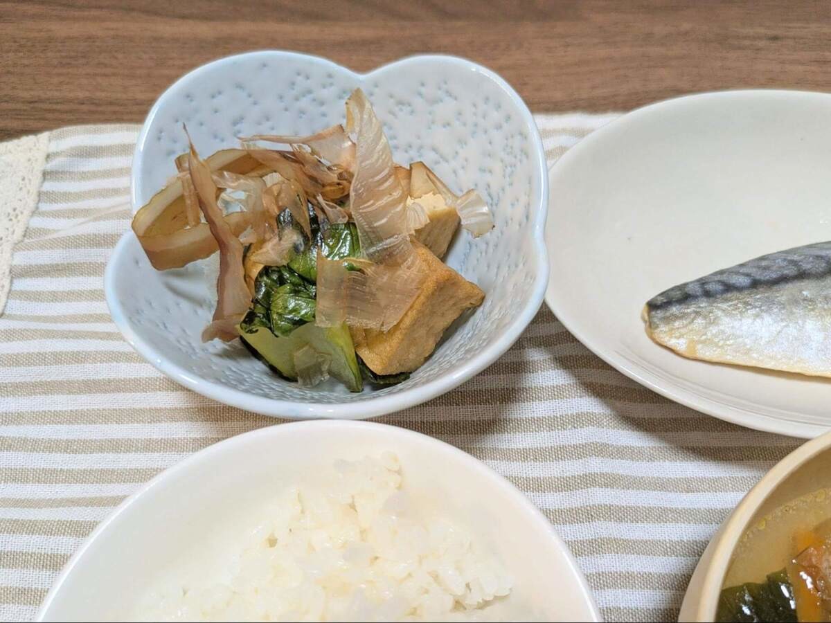 チンゲン菜そぼろ炒め