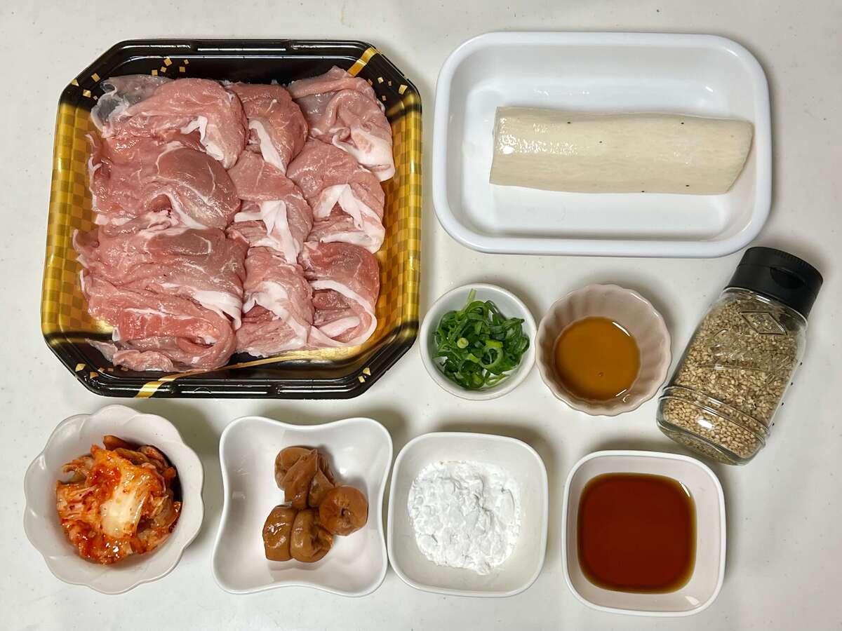 「梅キムチと長芋ソースの豚しゃぶ」のレシピ