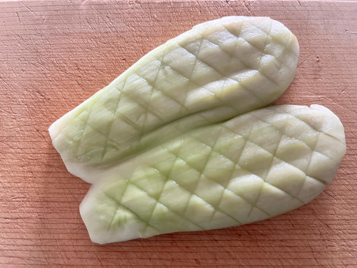 大原千鶴さん「レンチンなすのかば焼き」のレシピ