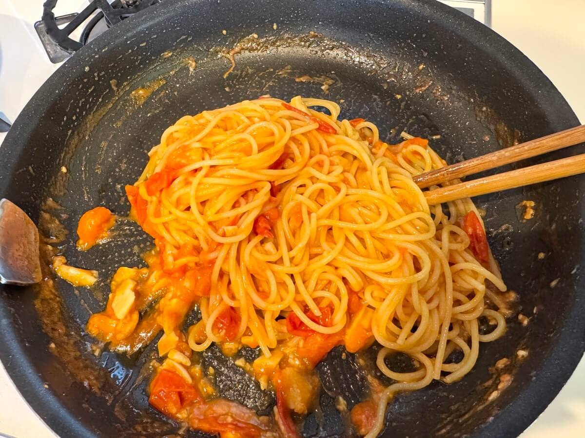 弓削啓太さん「トマトと卵のスパゲッティ」