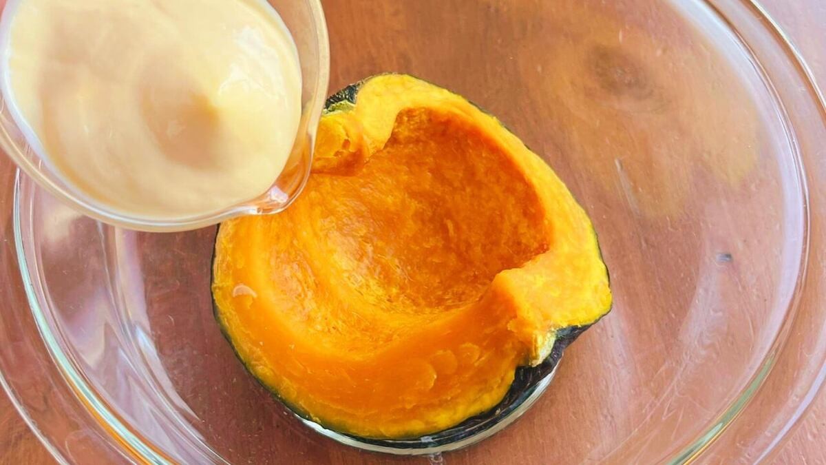 「カボチャの塩昆布マヨサラダ」のレシピ