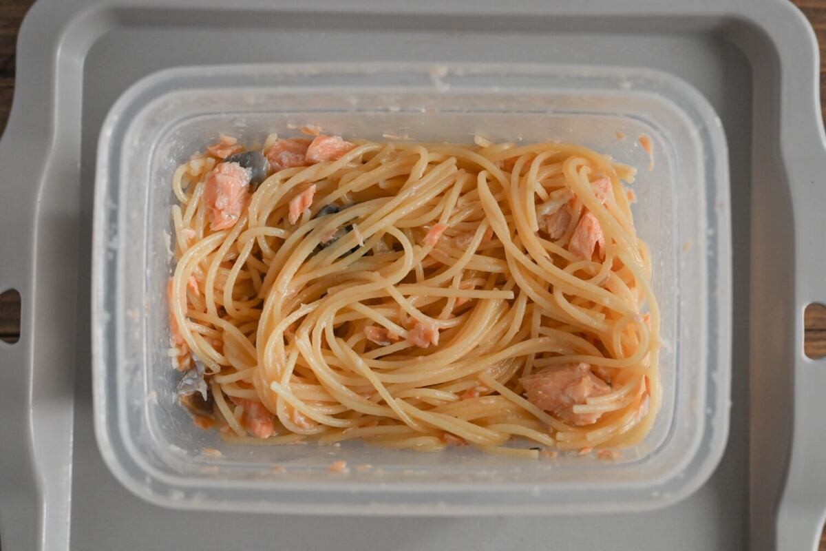 ミツカン「レンジで作る鮭のだしクリームパスタ」