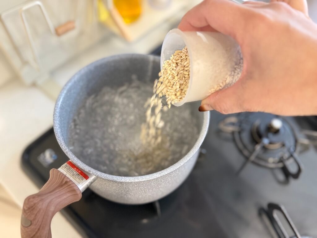 「ゆでもち麦の作り方」