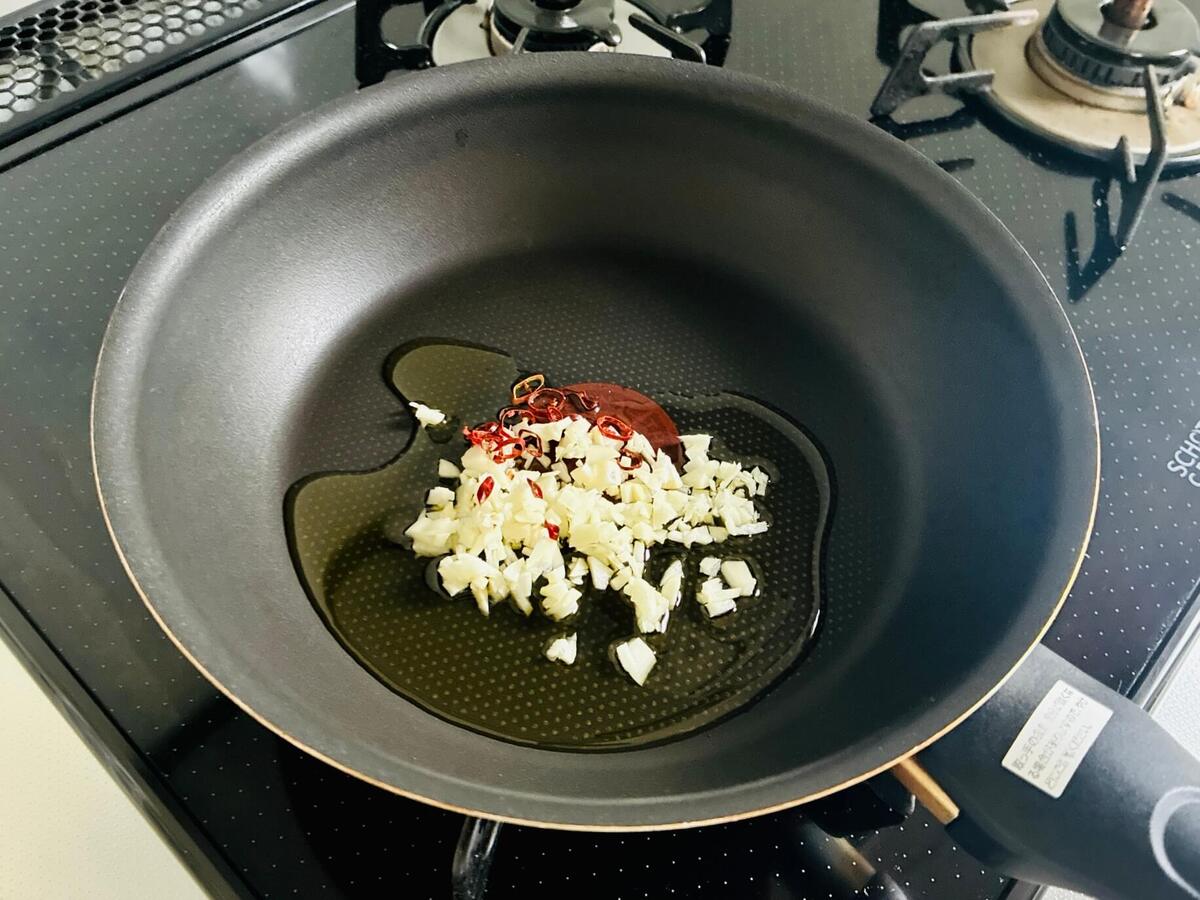 木綿豆腐のペペロンチーノ
