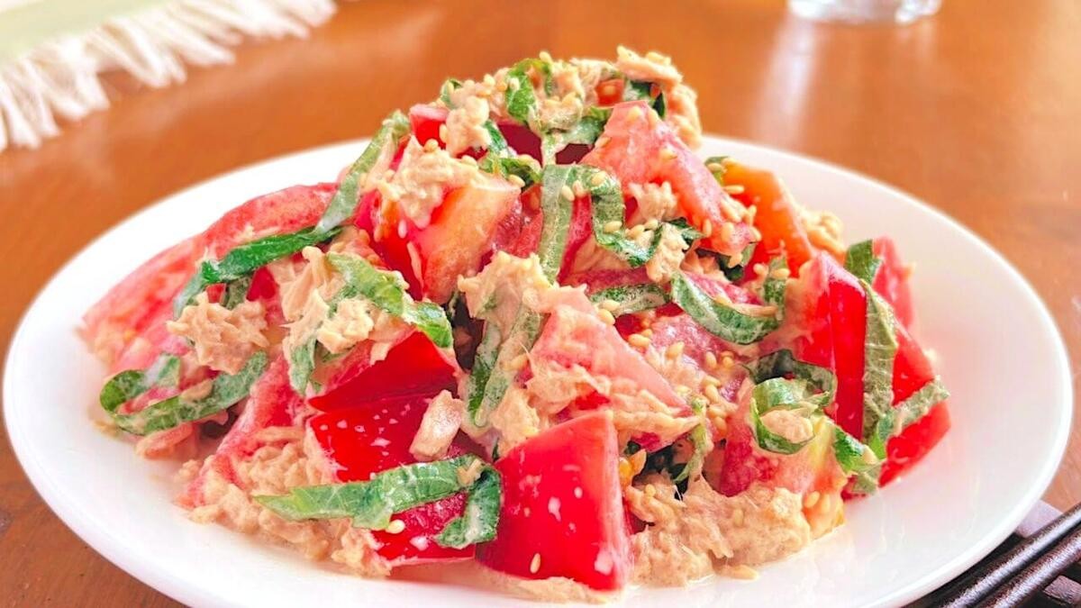 トマトと大葉のツナマヨあえ