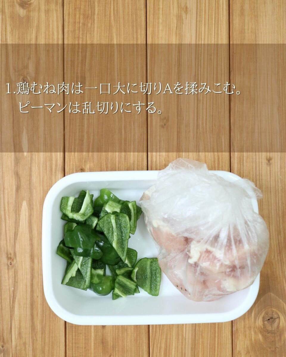 鶏むね肉とピーマンのごま照り炒め