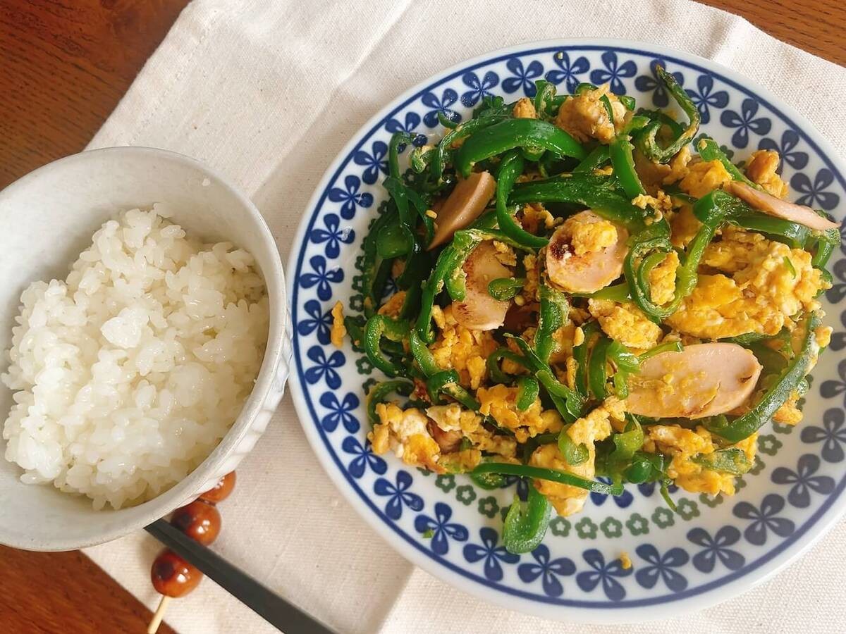 5時に夢中!「魚肉ソーセージとピーマンの卵炒め」