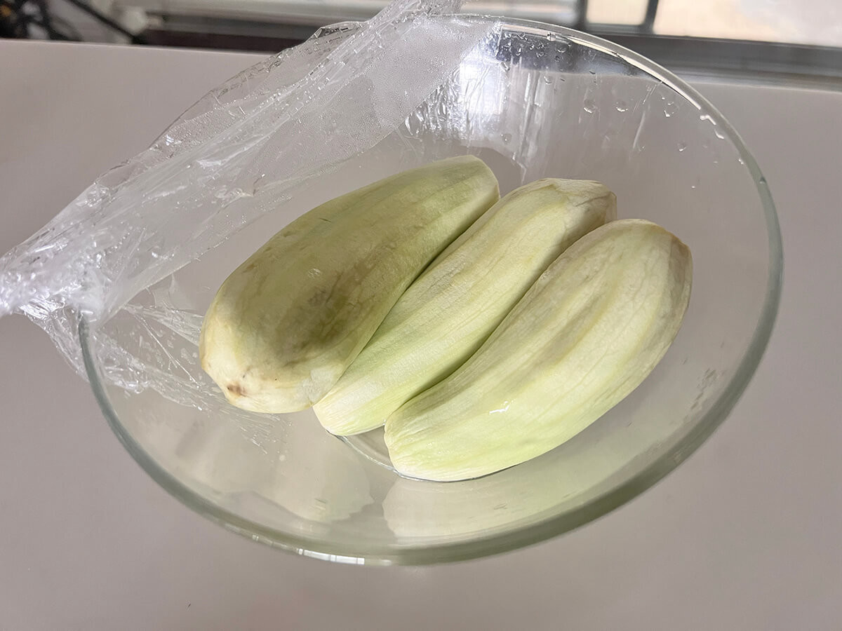 大原千鶴さん「レンチンなすのかば焼き」のレシピ