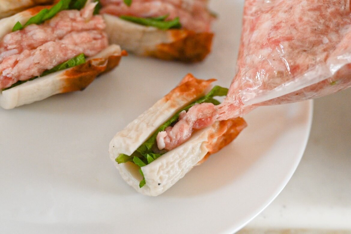 「大葉のちくわ餃子」