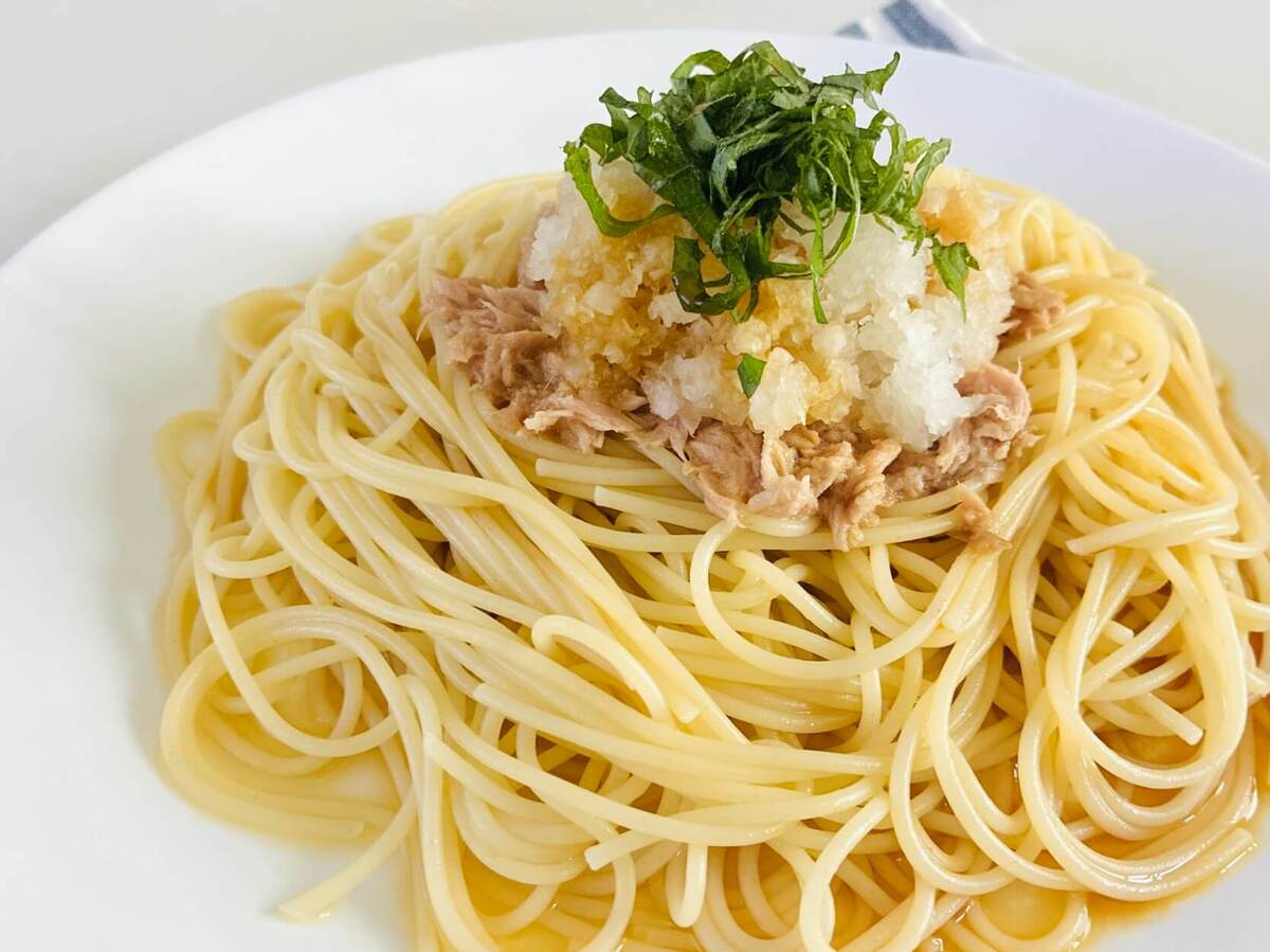 ツナとおろしの冷製ぽんパスタ