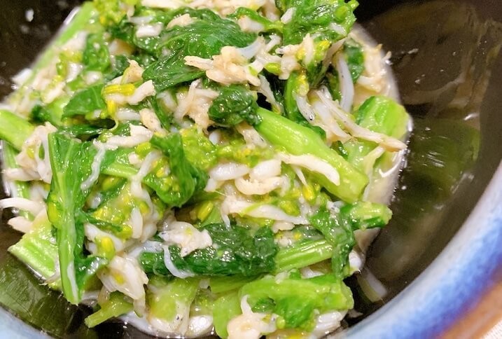 菜花としらすの辛子酢味噌あえ