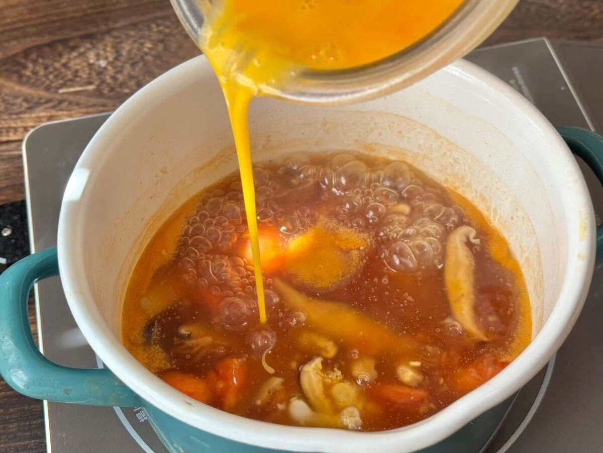 けんまさきっちんさん「たった2分でできる！本格中華スープ！酸辣湯！」のレシピ