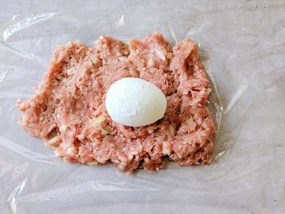 ZIP!「月見 in ハンバーグ」のレシピ