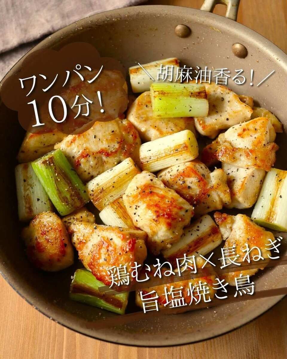 鶏むね肉と長ねぎの旨塩焼き鳥