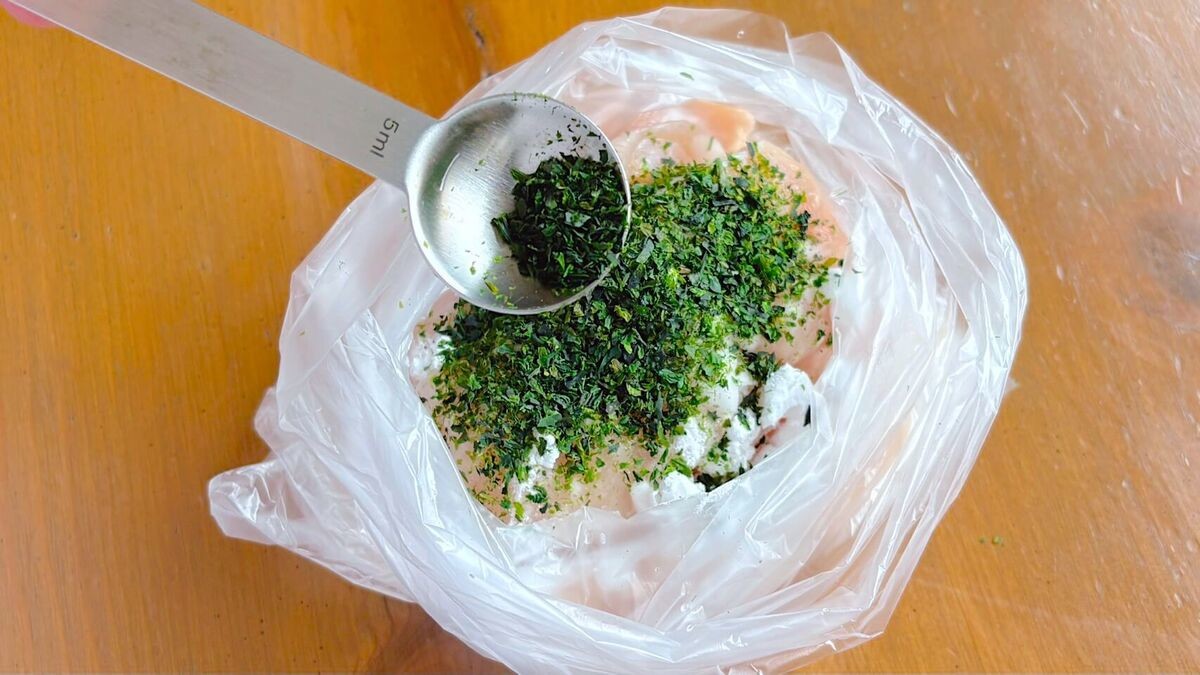 鶏胸のり塩バター焼き