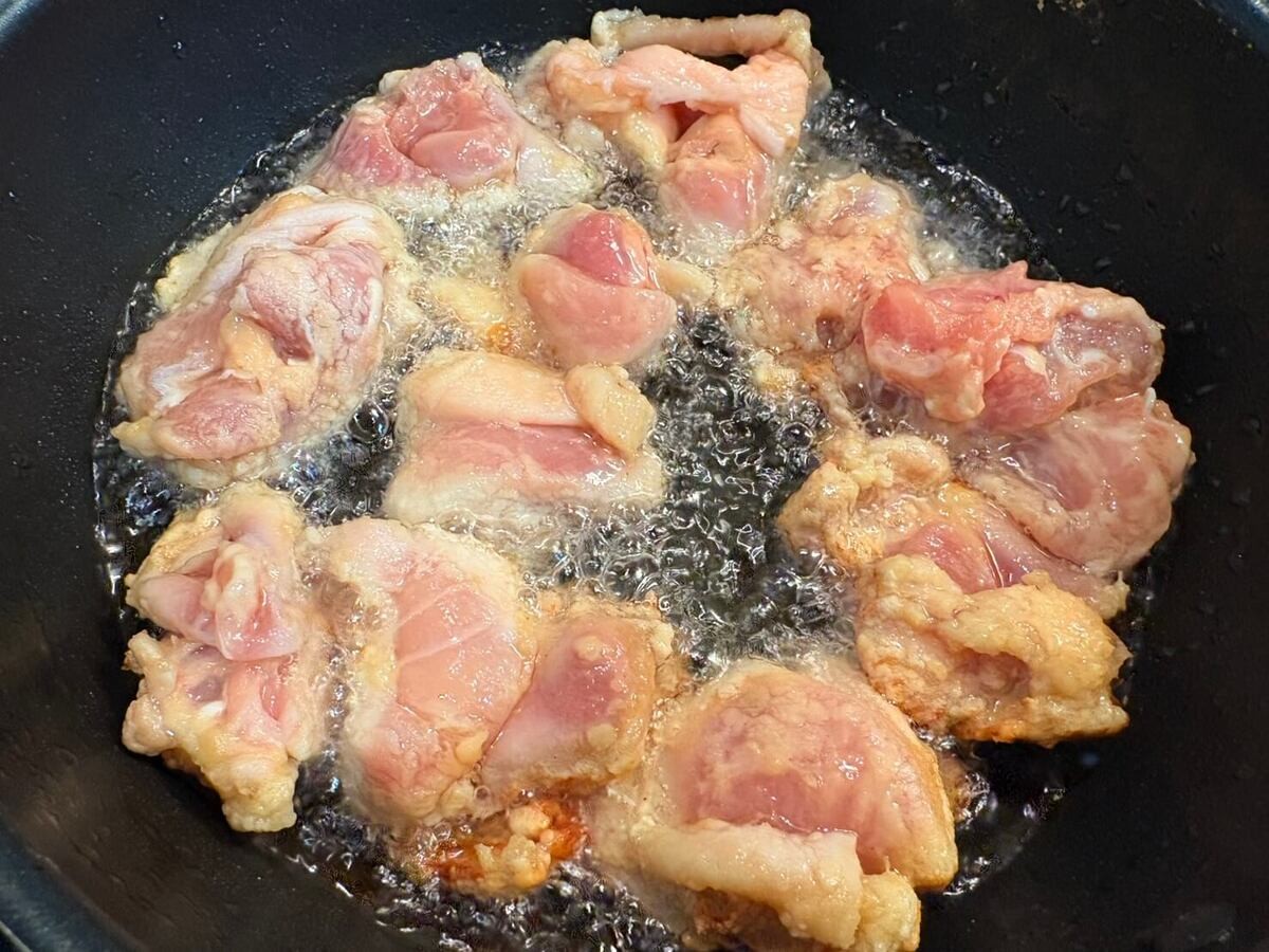 からあげの下味にうどんスープ