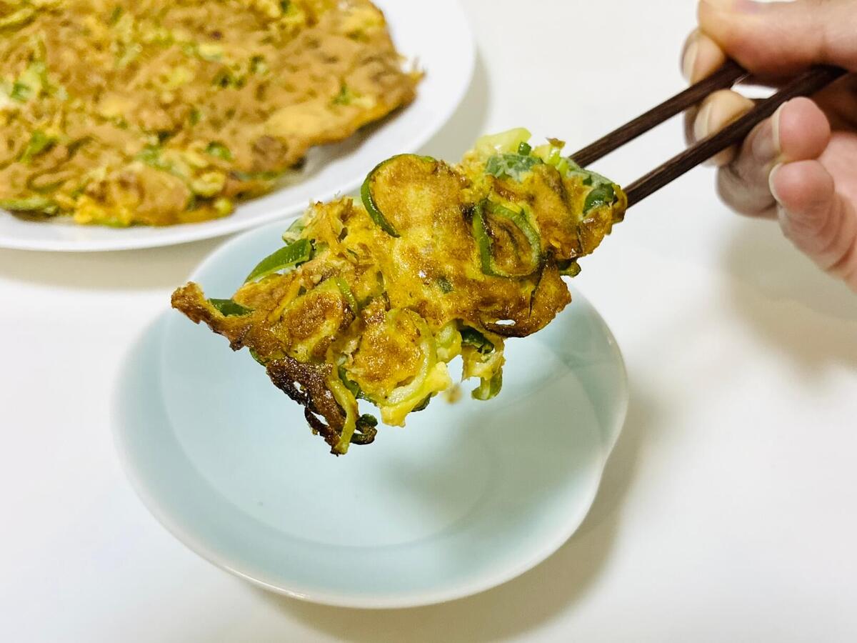 ねぎの青い部分のチヂミ風