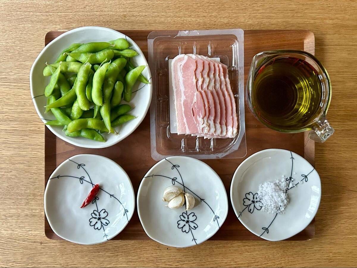 相葉マナブ「枝豆のさやごとアヒージョ」