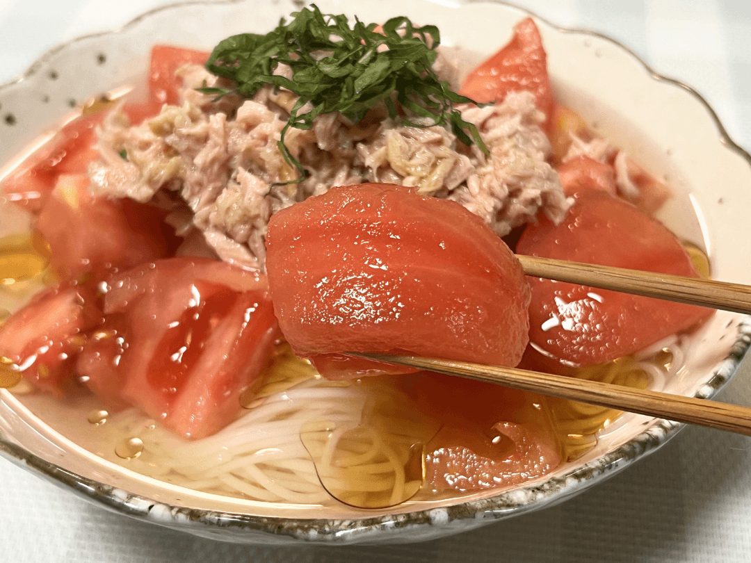 トマトとツナの出汁びたしそうめん