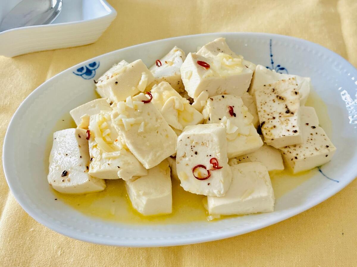木綿豆腐のペペロンチーノ