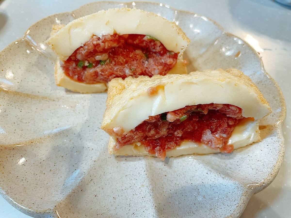 ぽかぽか「肉詰め厚揚げのネギポン酢」のレシピ