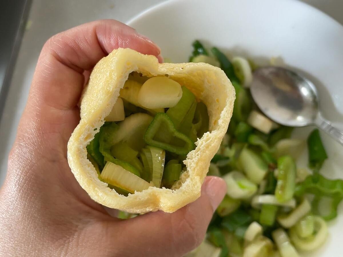 ねぎの油揚げサンド