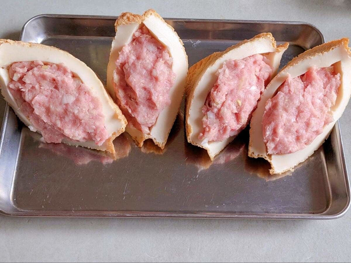 厚揚げの肉詰め