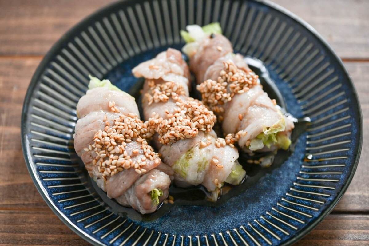 ミツカン「レンジで作れる豚バラ白菜ロール」のレシピ