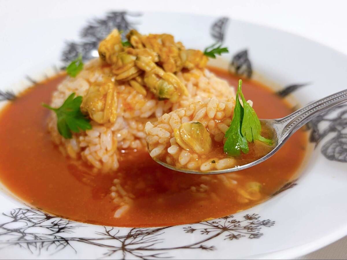 あさり缶の冷やしトマトカレー