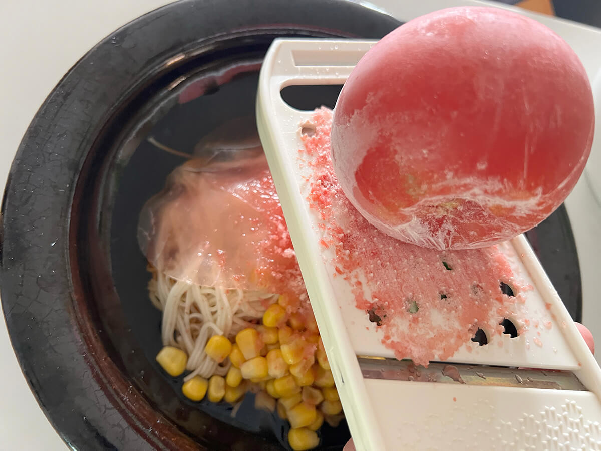 凍りトマトのぶっかけそうめん