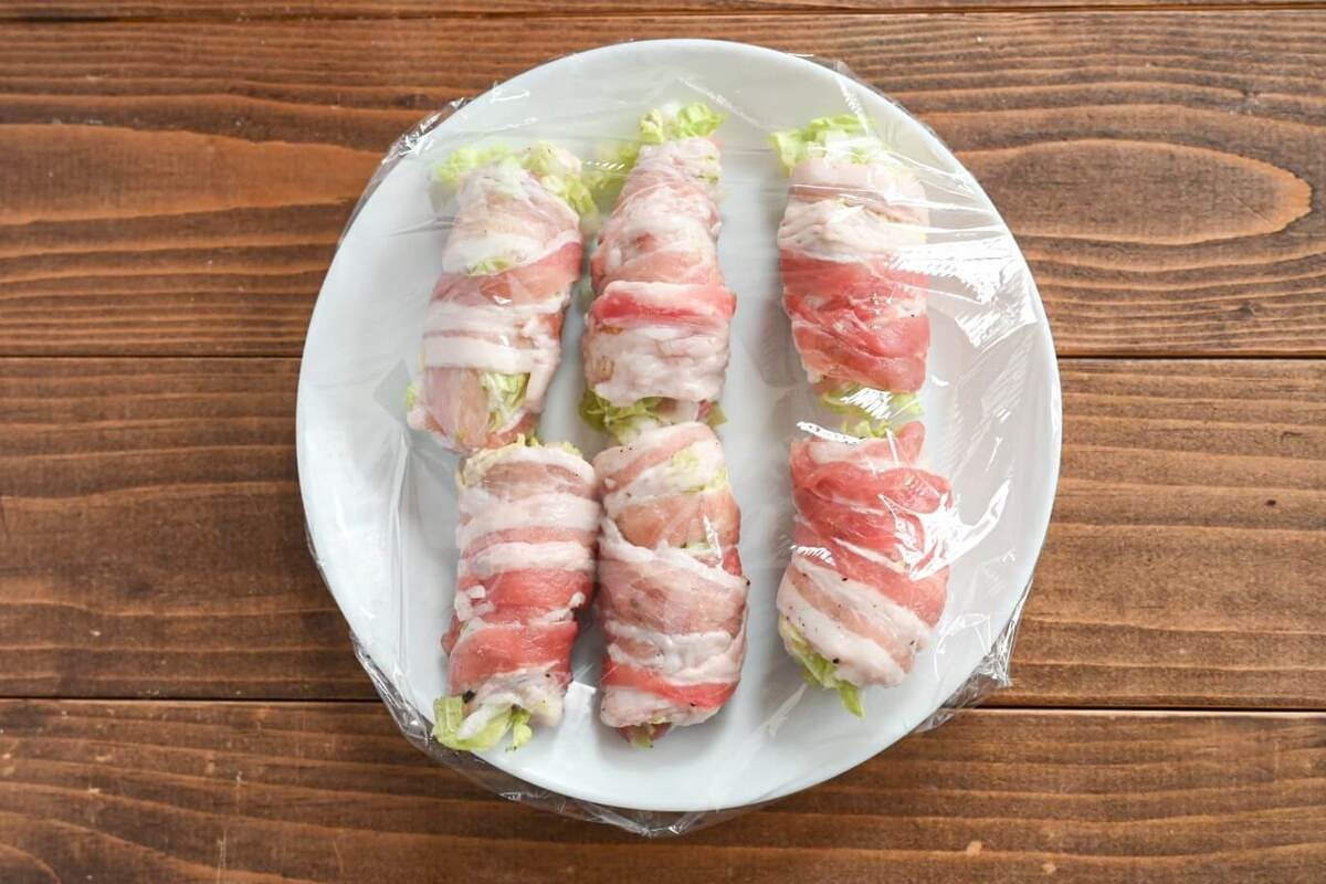 ミツカン「レンジで作れる豚バラ白菜ロール」のレシピ