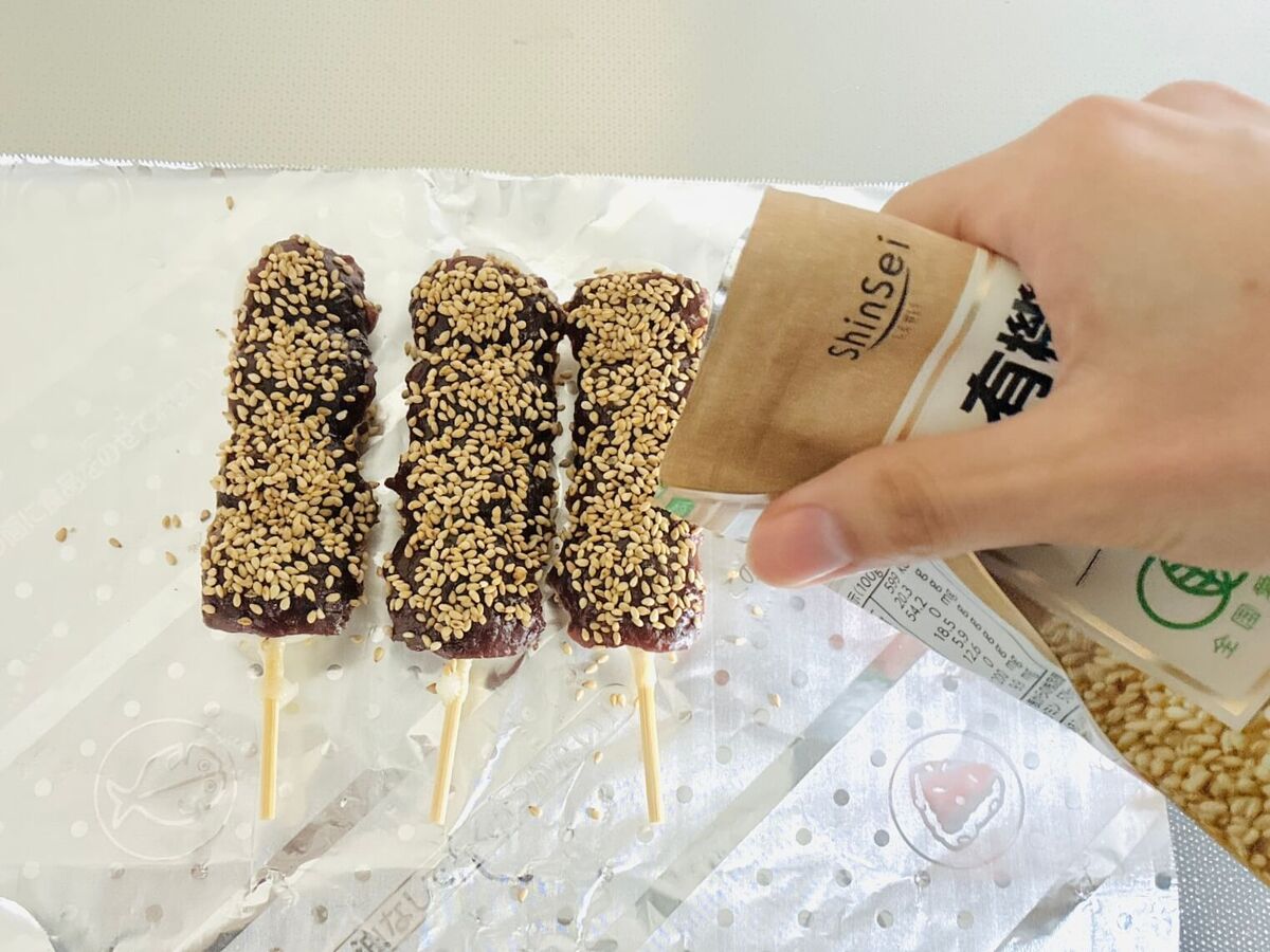 スーパーの串団子を「なんちゃってごま団子」にアレンジ