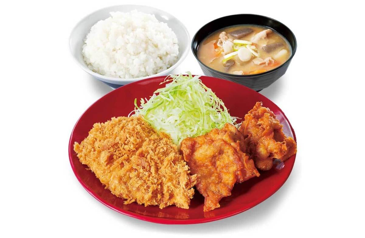 かつやメニューロースカツ・から揚げ定食