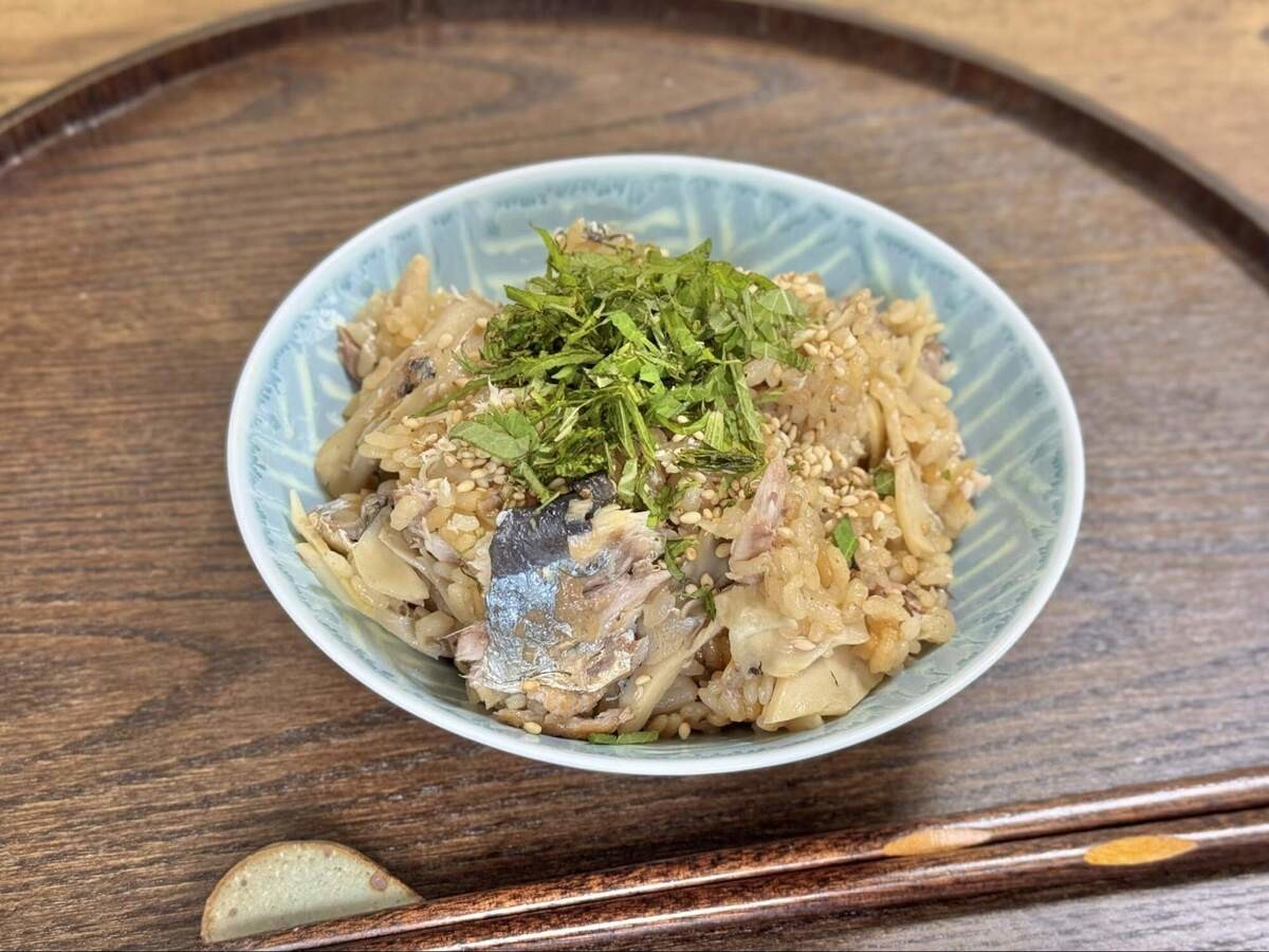サンマと舞茸の炊き込みご飯