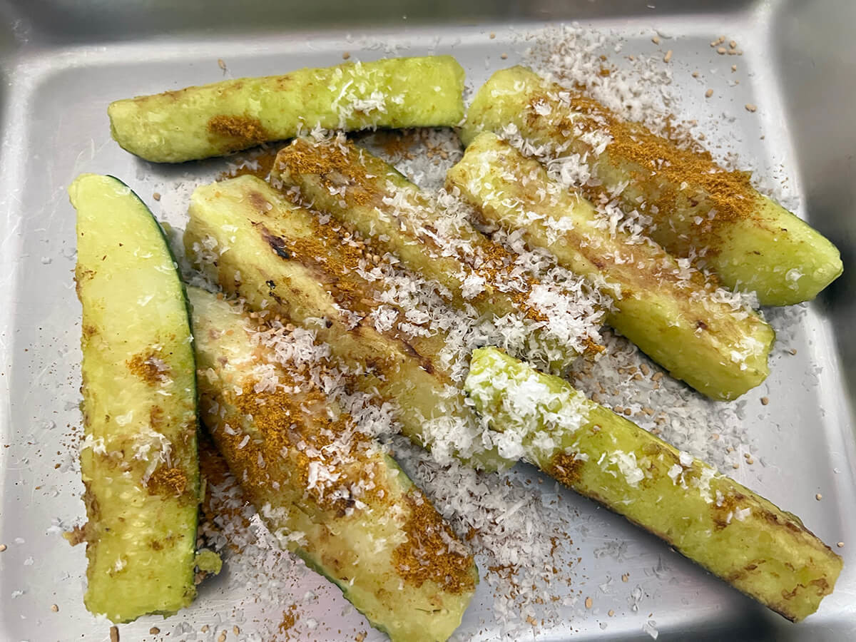 ズッキーニのカレー唐揚げ