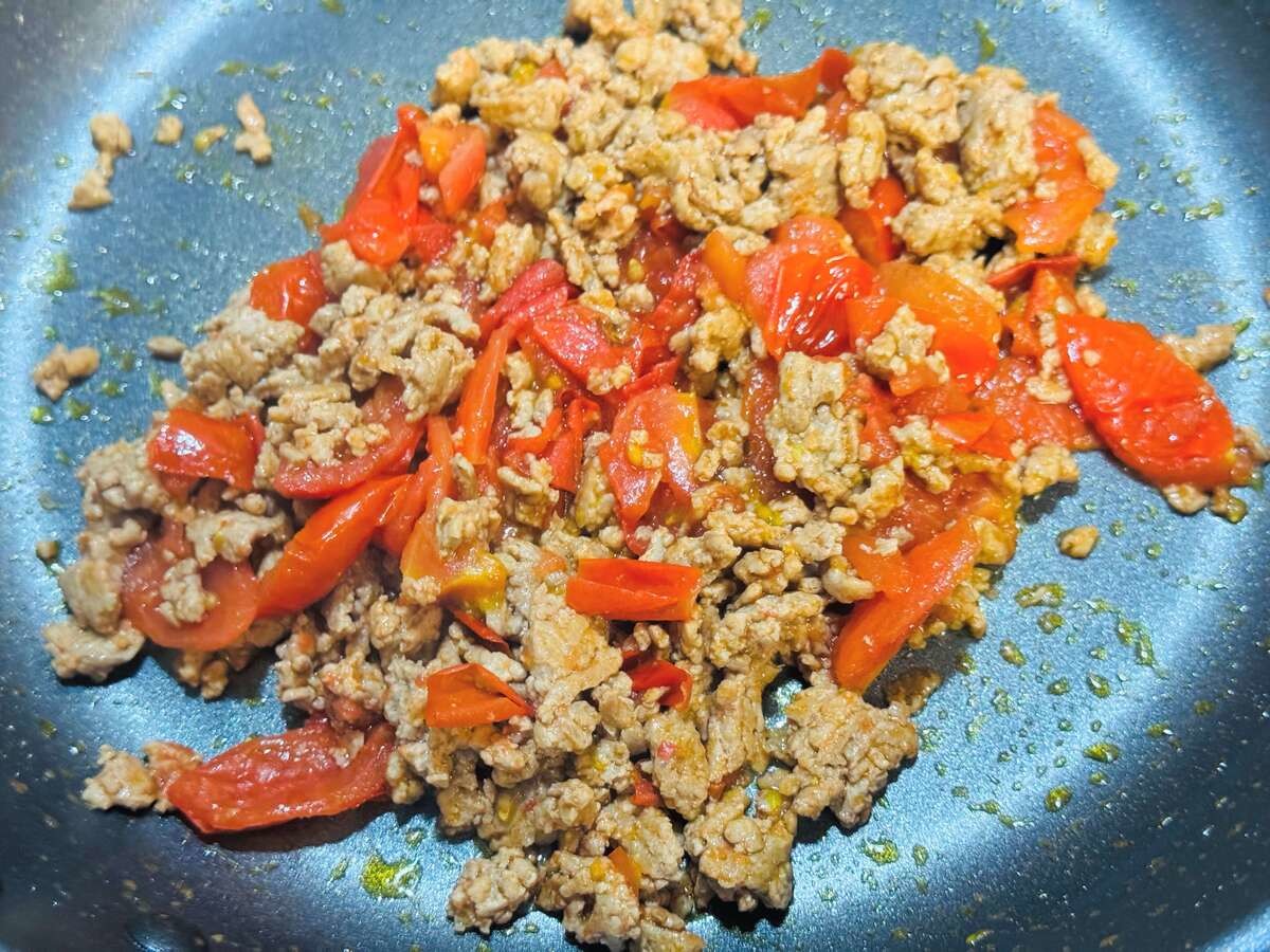 なすとトマトの肉そぼろ