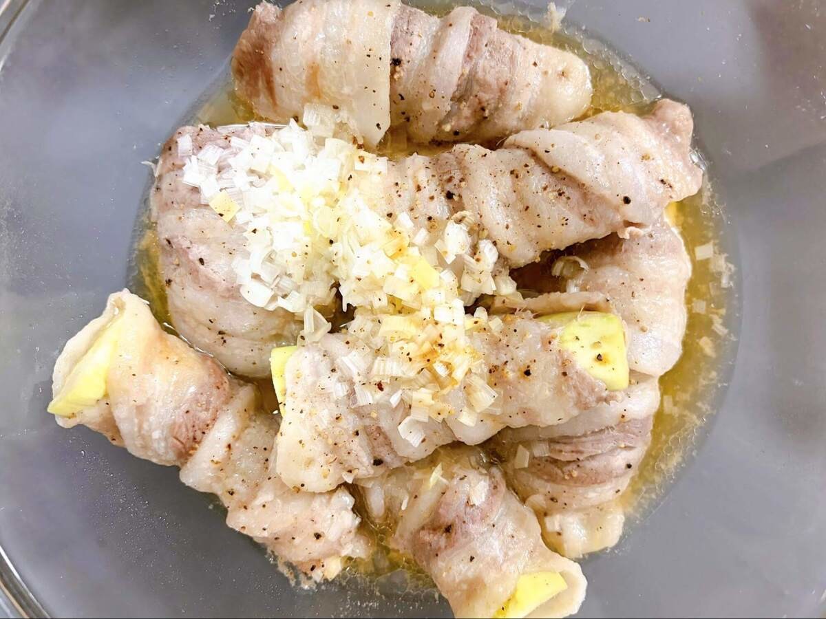 とろなす肉巻きのねぎだし蒸し