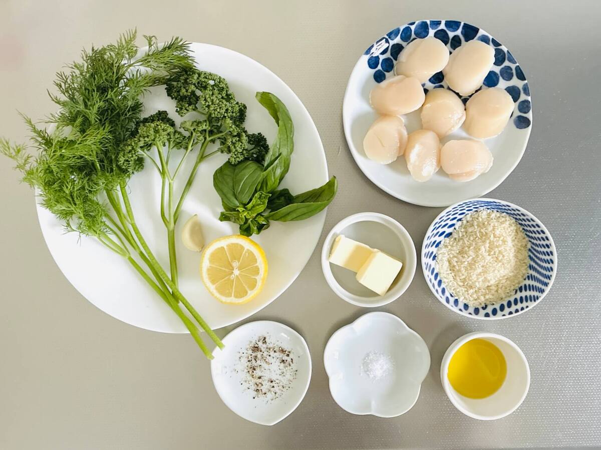 ホタテのソテー　香りパン粉ぶっかけ