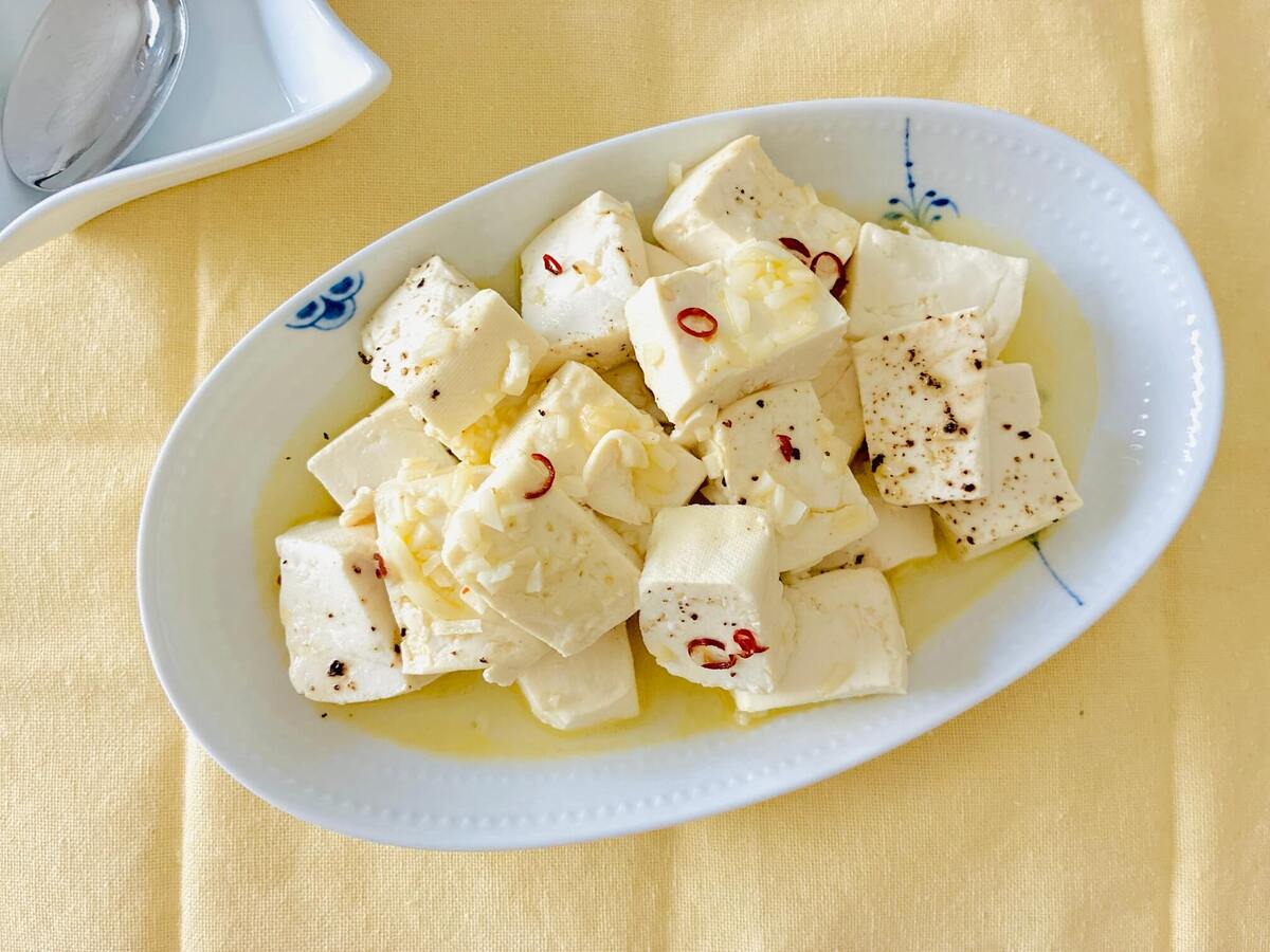 木綿豆腐のペペロンチーノ