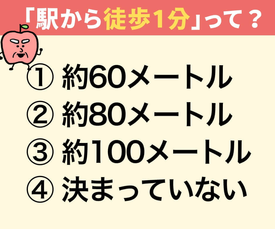 「駅から徒歩1分」は何メートルでしょうか？