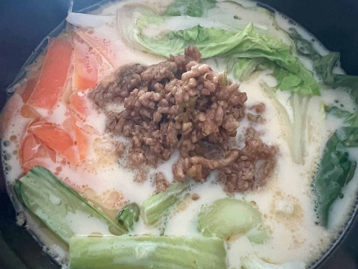 ZIP!で紹介「豆乳春雨担々麺」