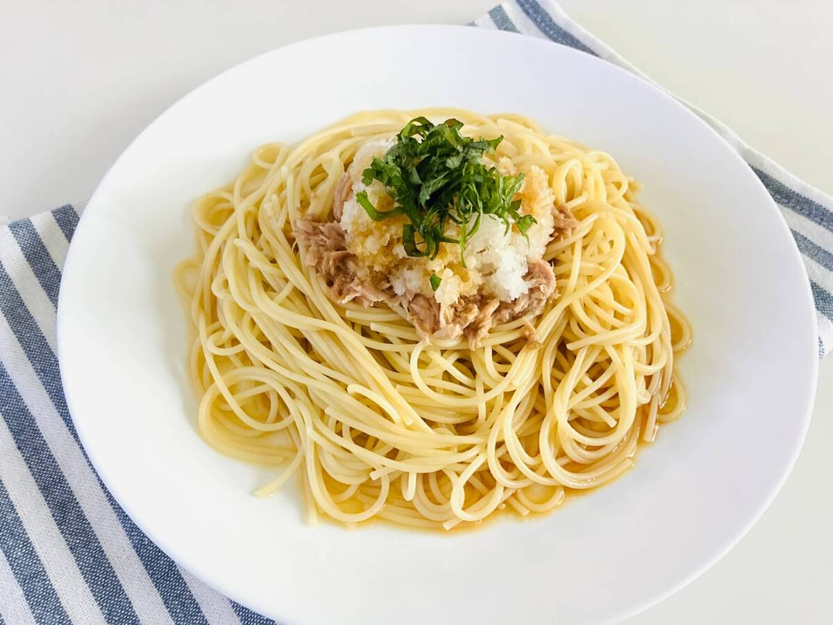 ツナとおろしの冷製ぽんパスタ