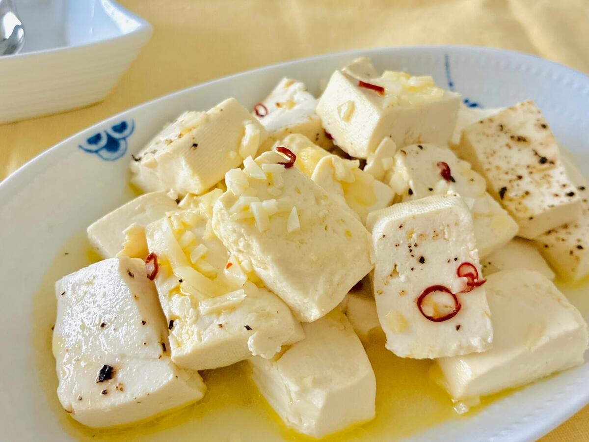 木綿豆腐のペペロンチーノ